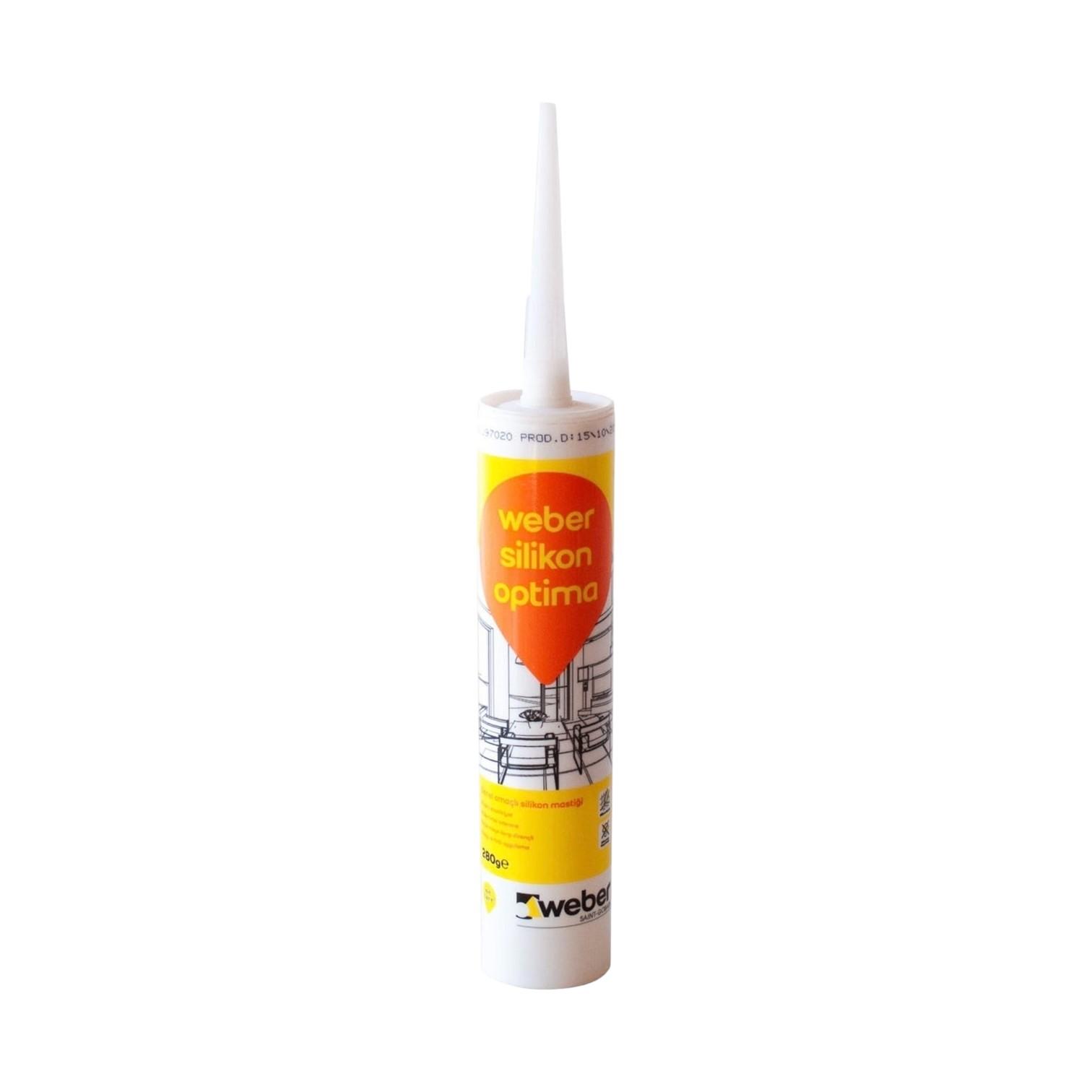 სილიკონი უნივერსალური თეთრი WEBER SILIKON OPTIMA WHITE(280გ) — სილიკონი და ჰერმეტკი
